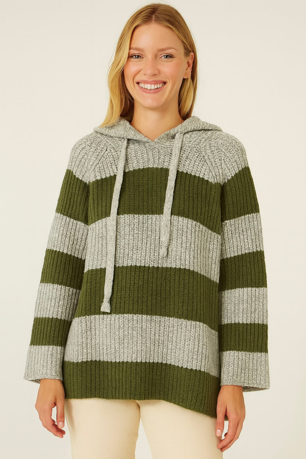 סוודר פסי חאקי