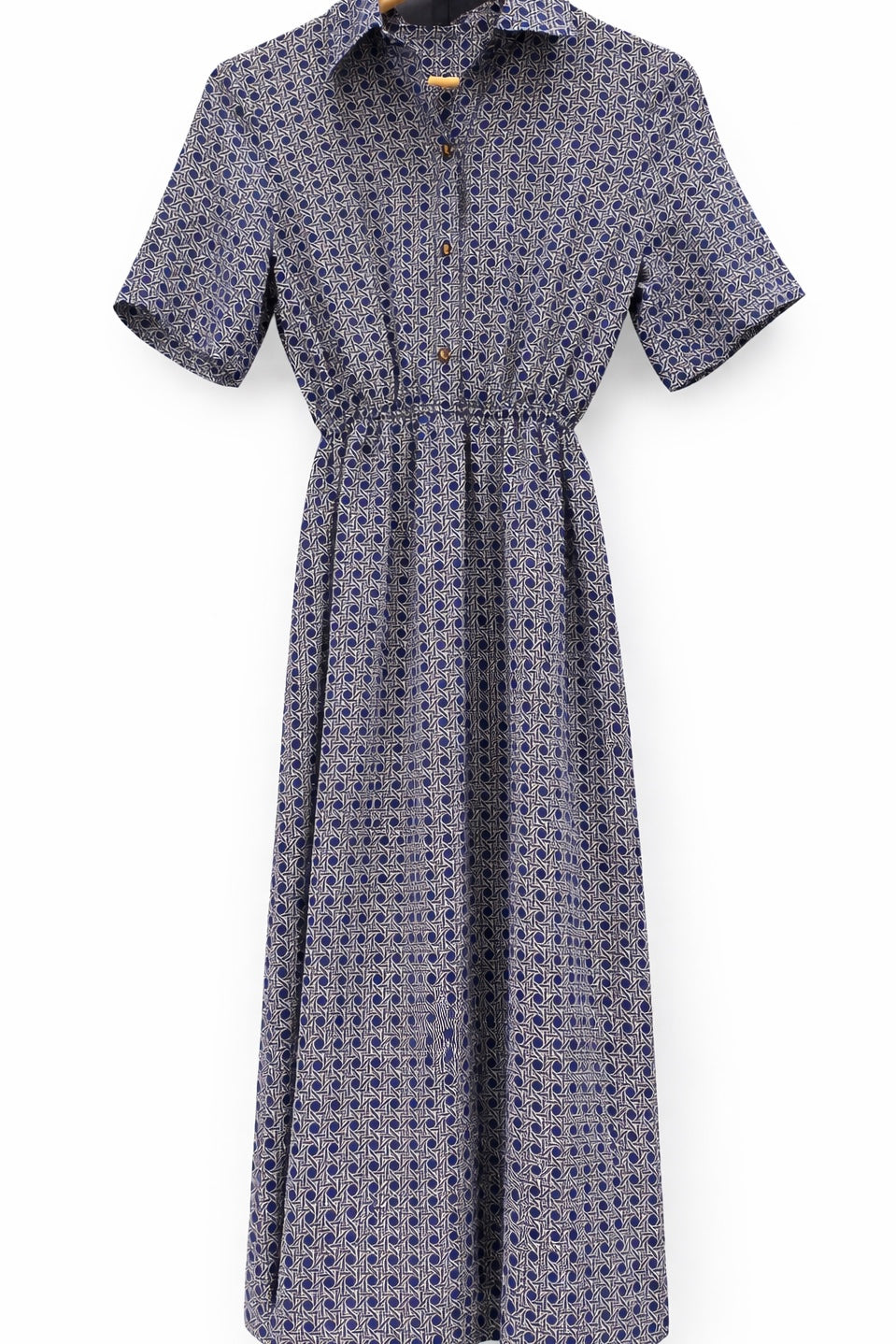 שמלת וינטג׳ מעויינים כחולים כהים