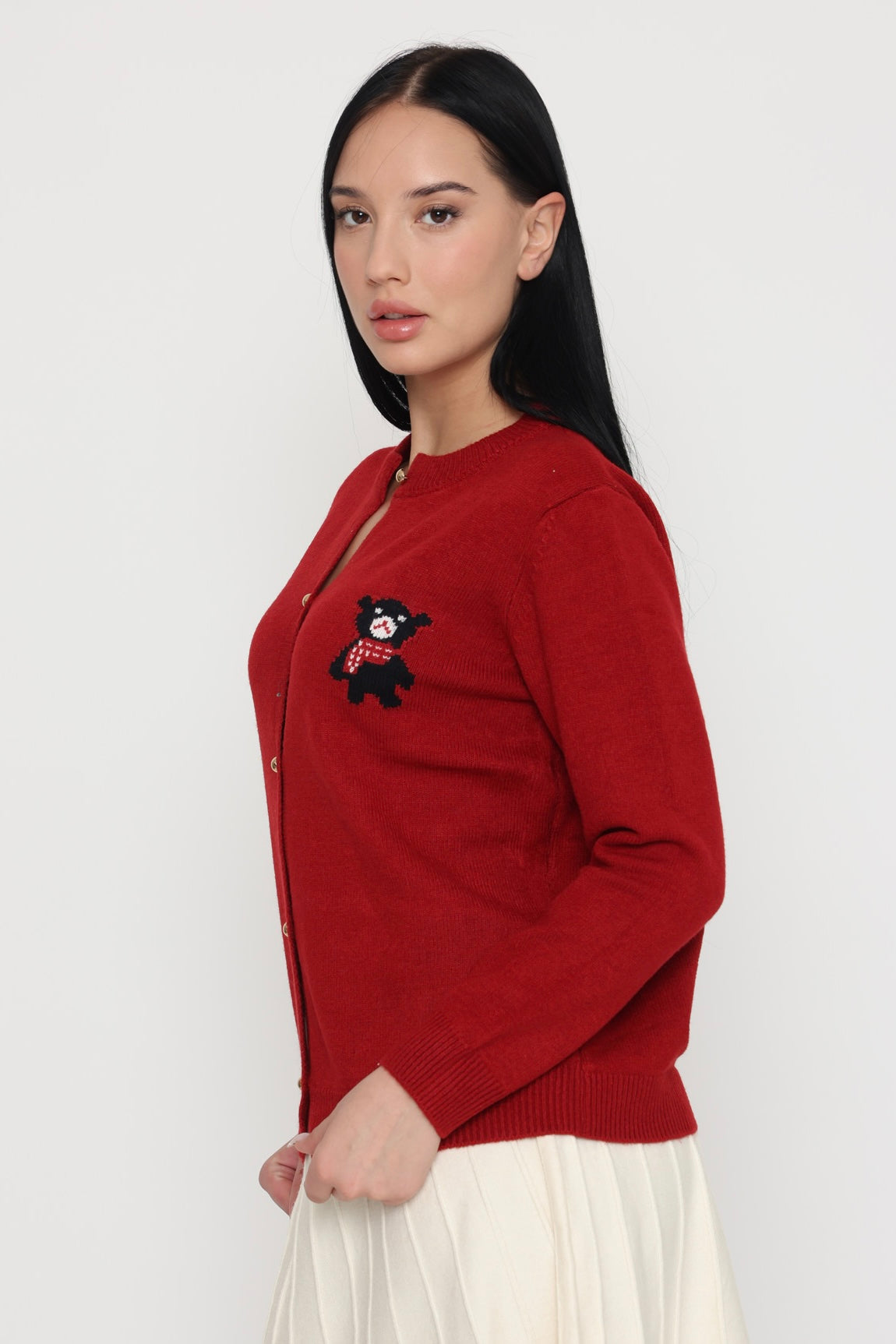 קרדיגן כפתורים ודוב