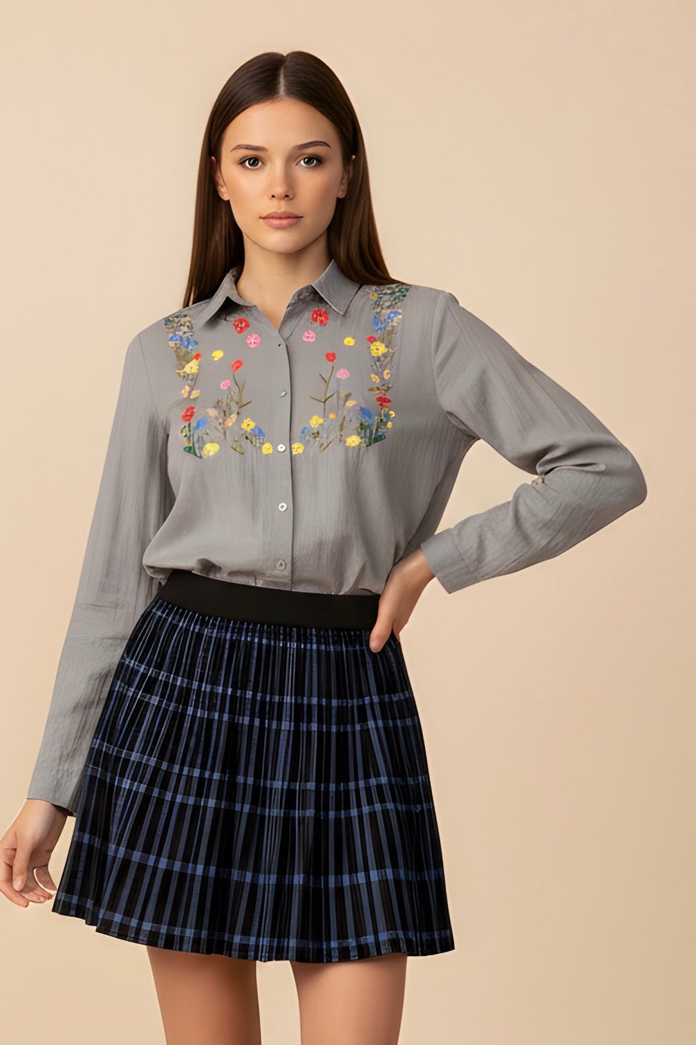 חולצה פרחי מסגרת