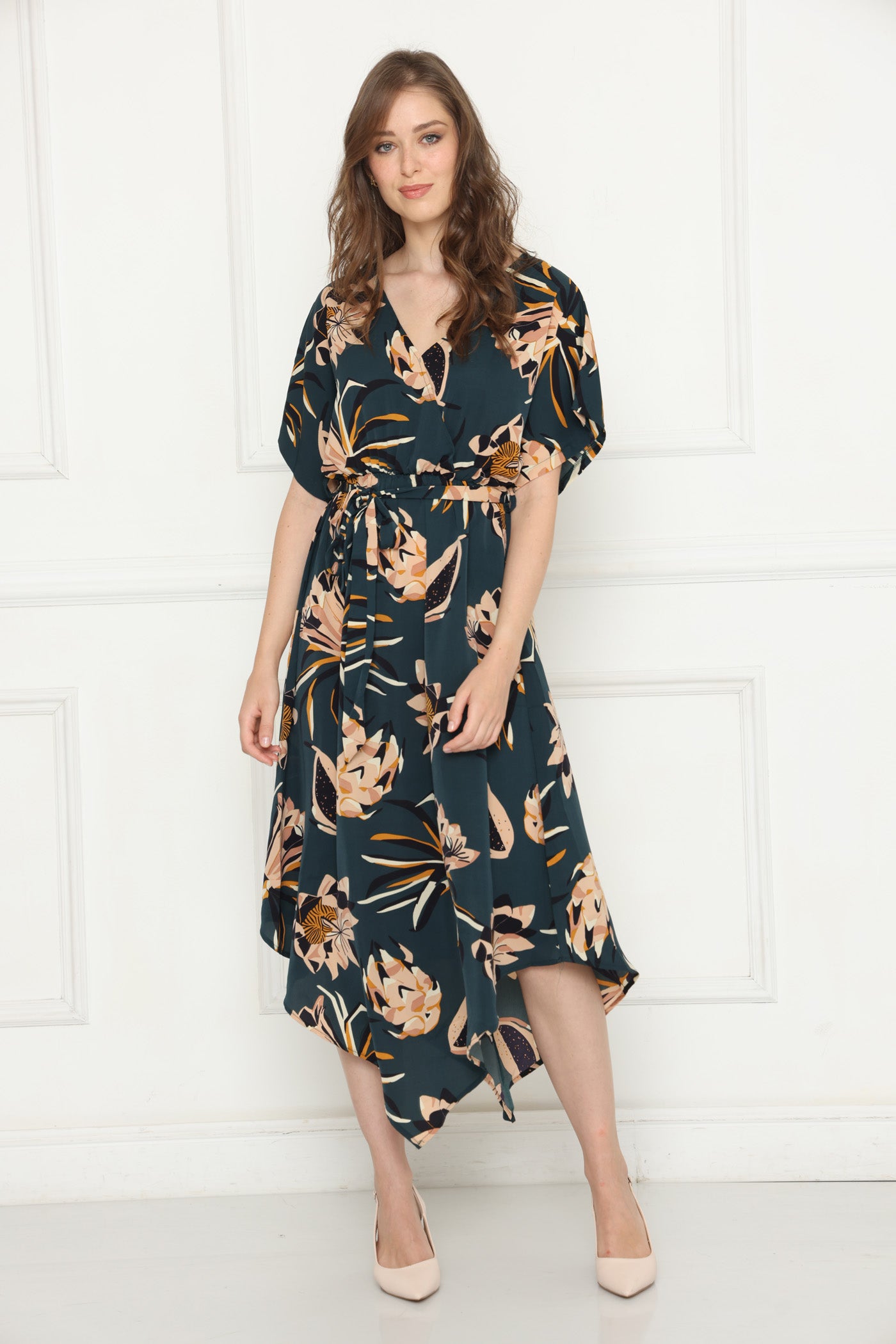 שמלת אורכים כחולה פרחונית