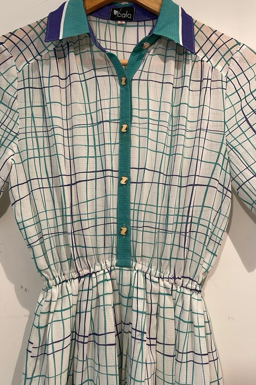 שמלת וינטג' פסי טורקיז