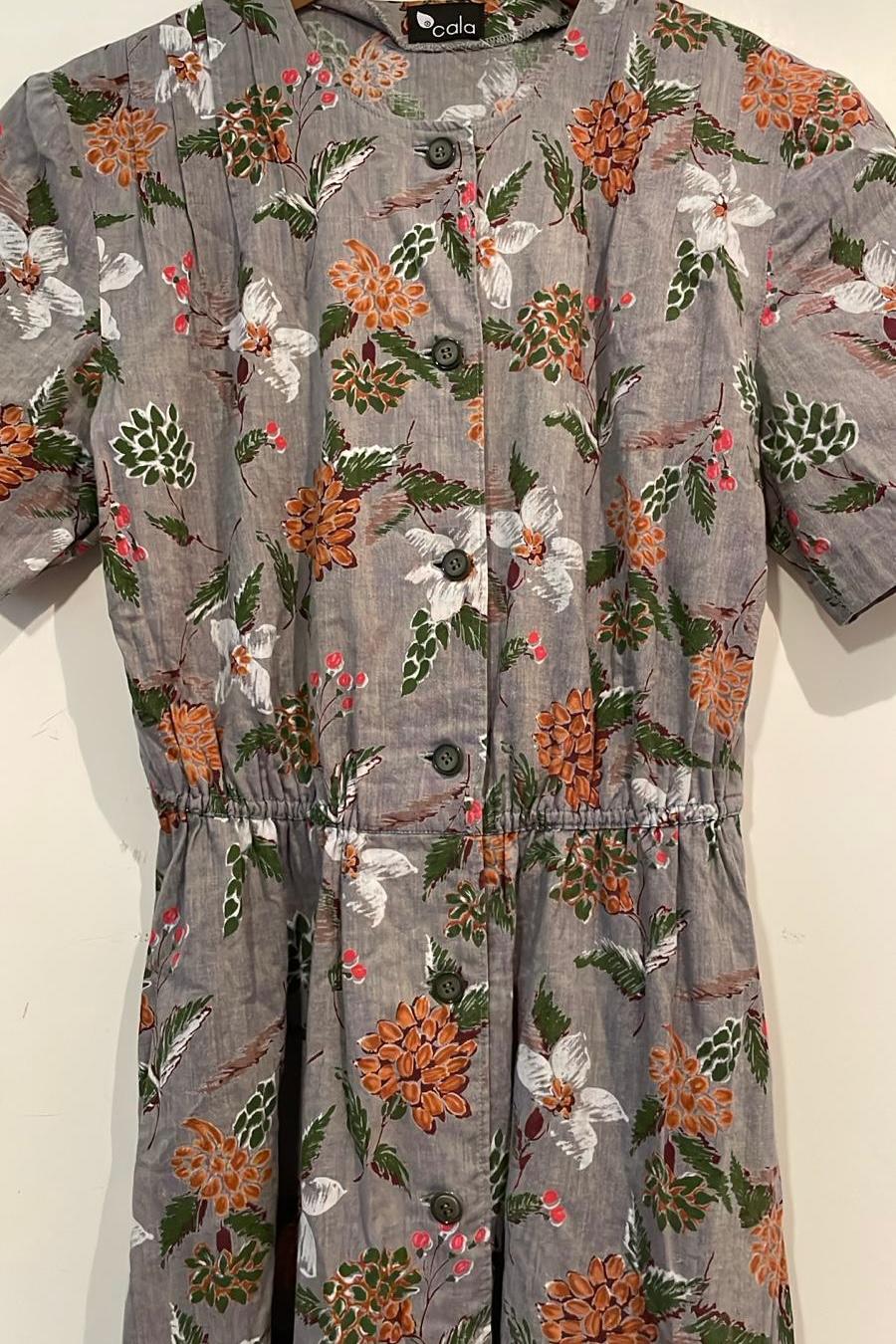 שמלת וינטג' פרחים כתומים