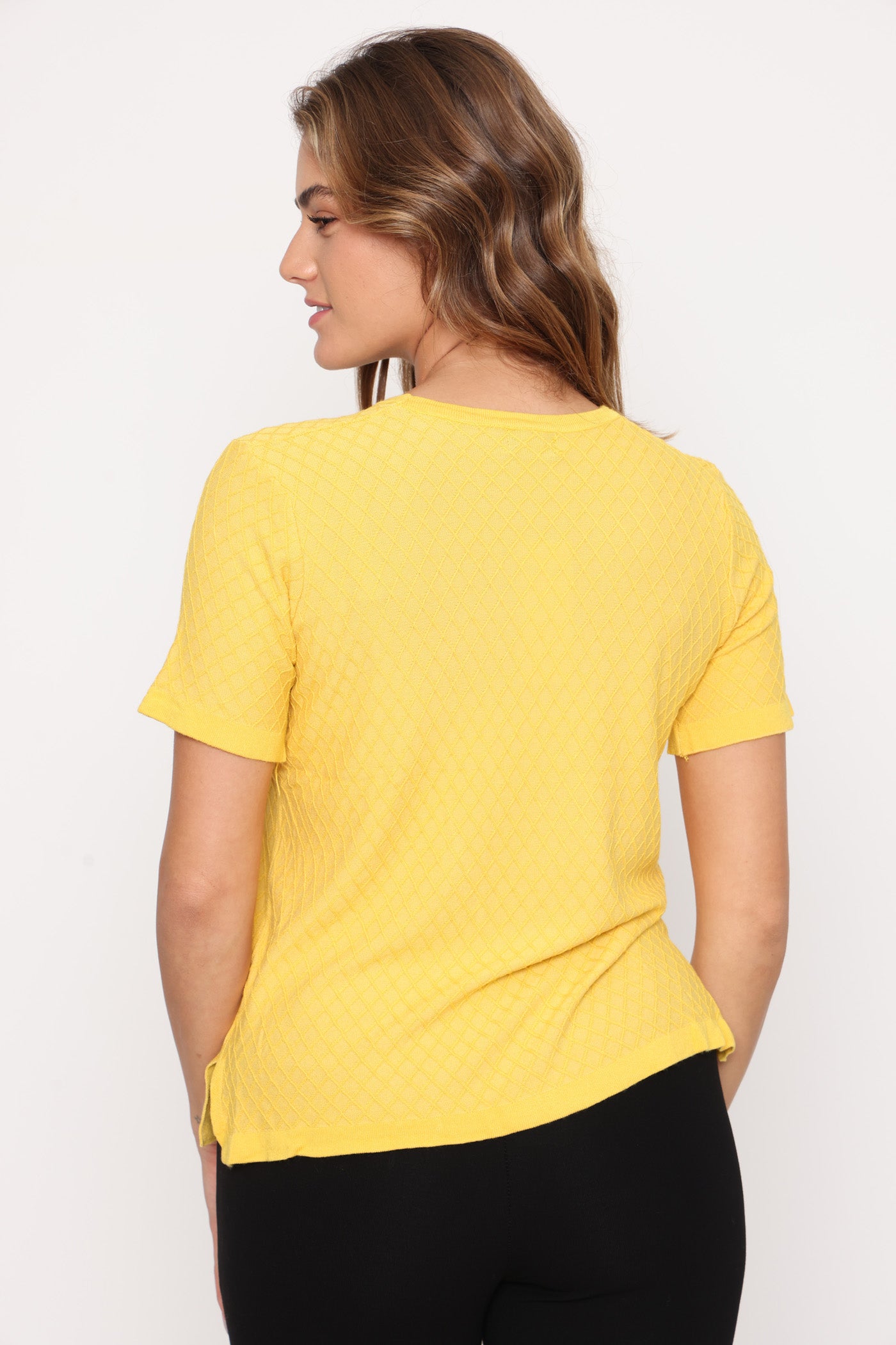 חולצת צמר מעויינים צהוב חורף
