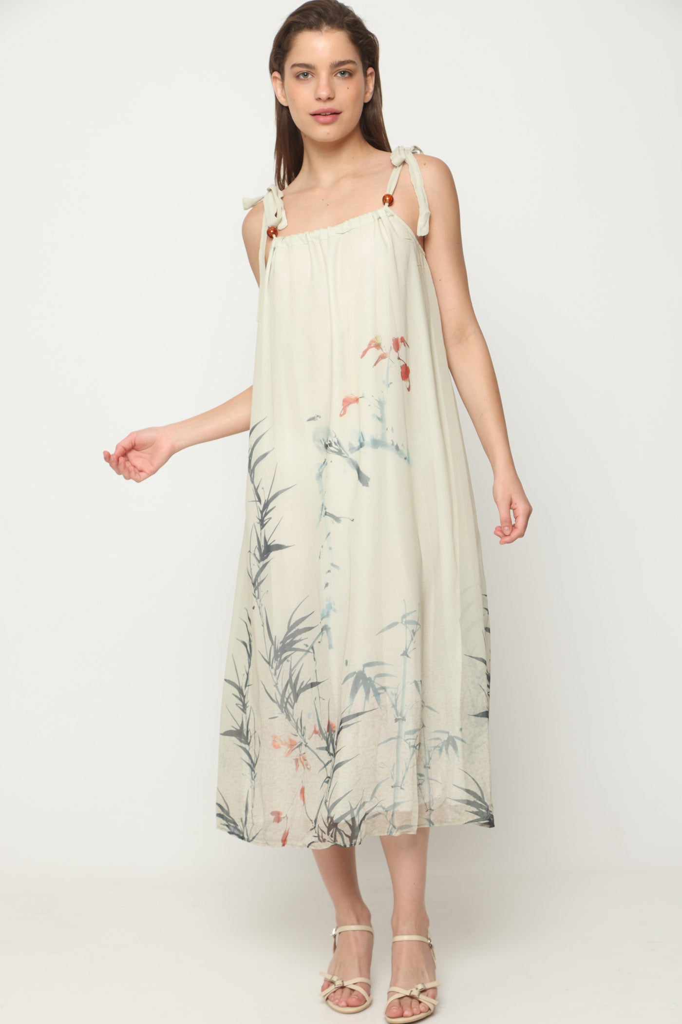 שמלת מקסי ענפים ופריחה