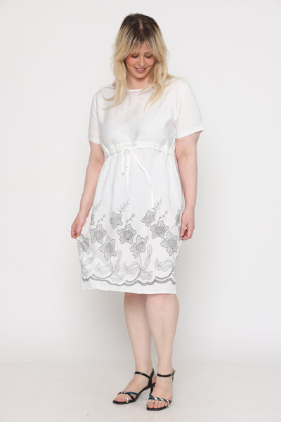 שמלת חצאית פרחים לבן