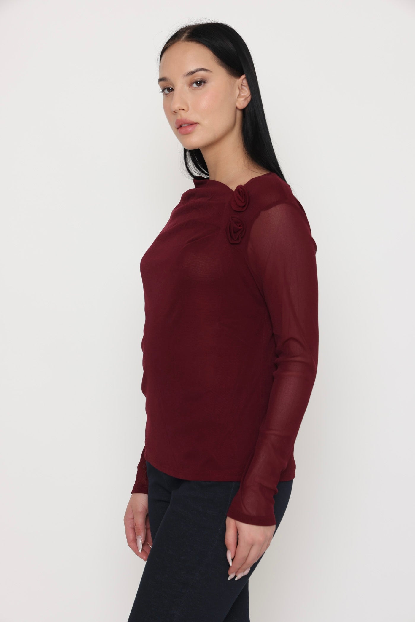 חולצת שני פרחי צד