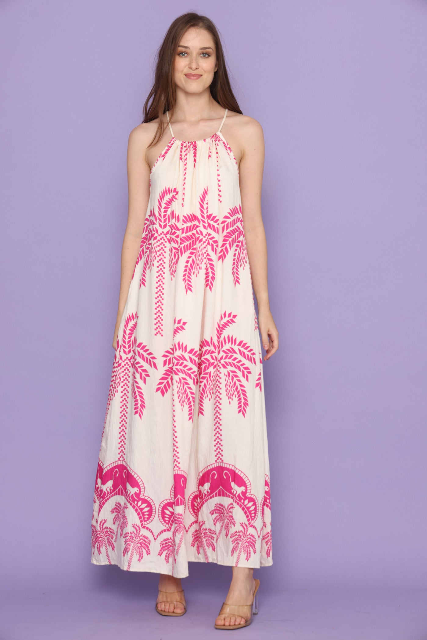 שמלת דקלים ורודים