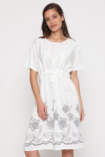 שמלת חצאית פרחים לבן