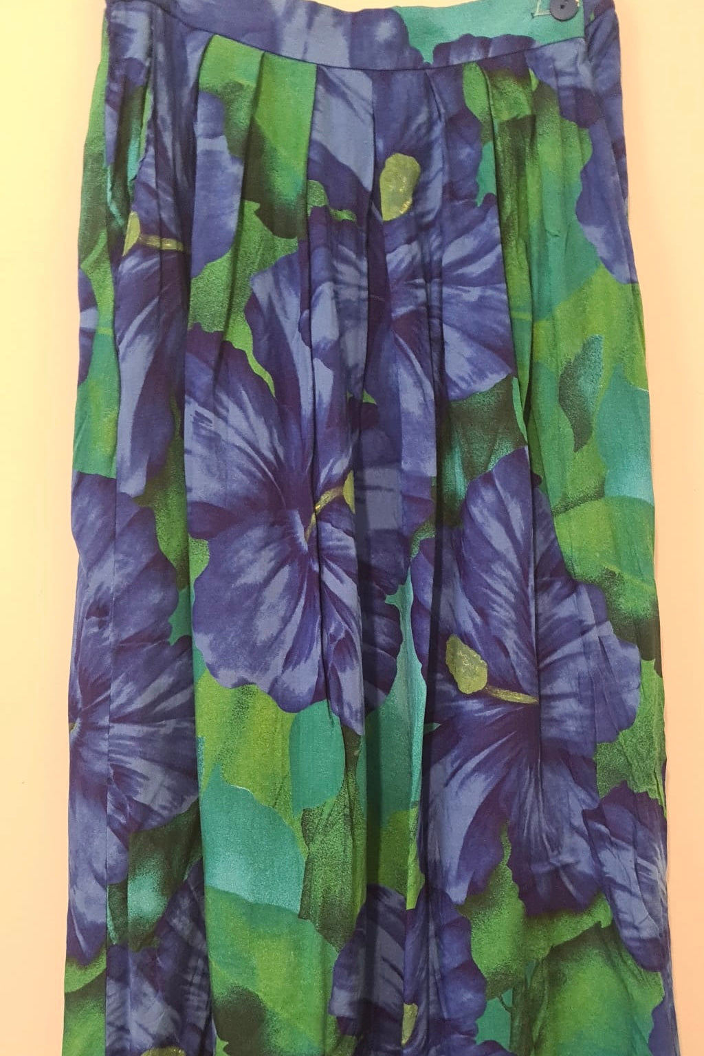 חצאית וינטג' פרחים גדולים ירוק
