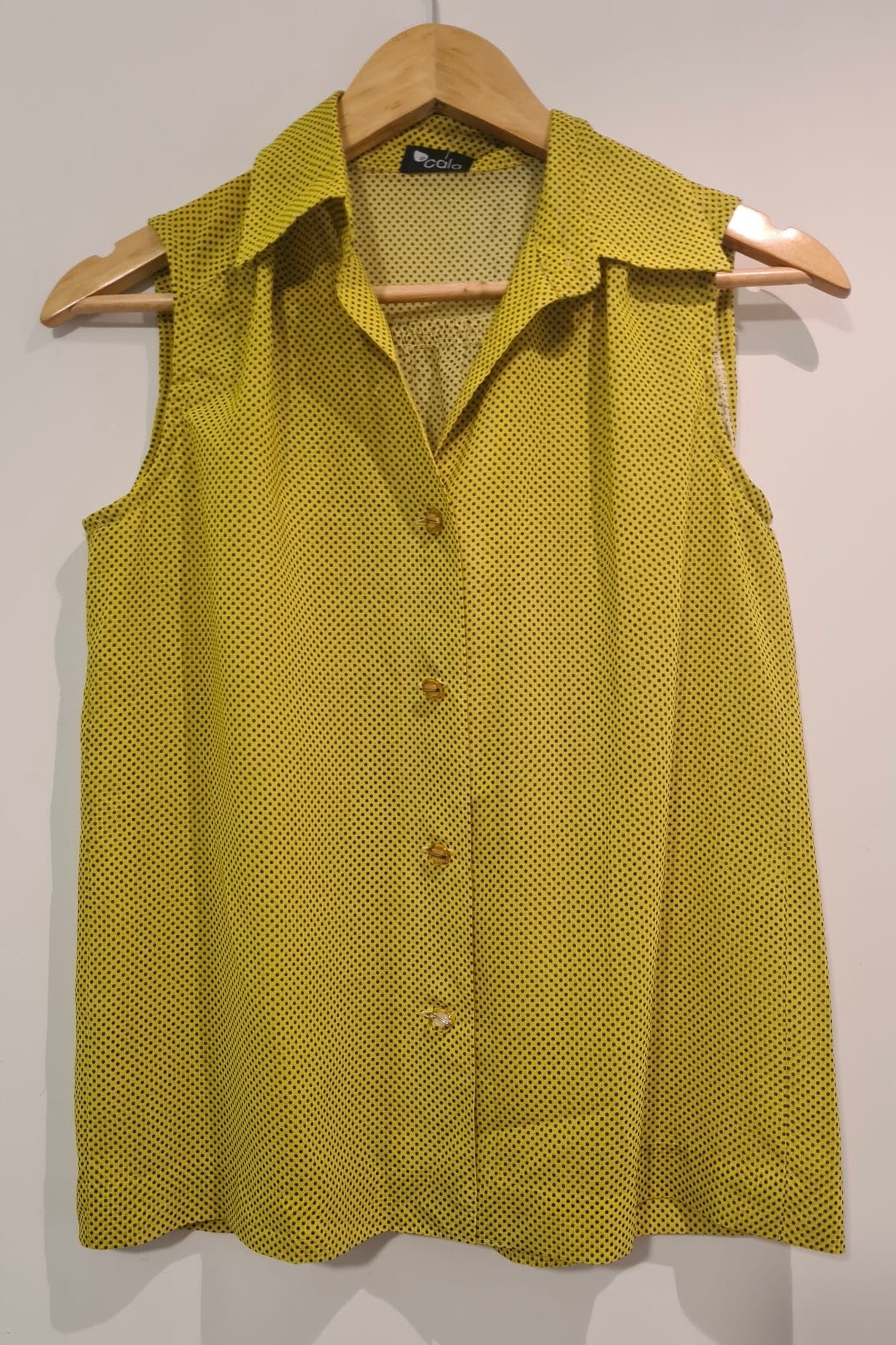 חולצת וינטג' שקפקפה צהוב נקודות