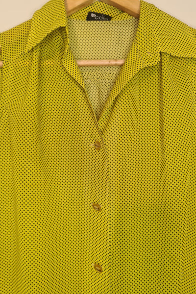 חולצת וינטג' שקפקפה צהוב נקודות