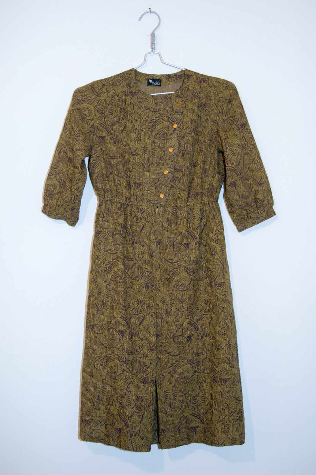 שמלת וינטג׳ א-סימטרית חום